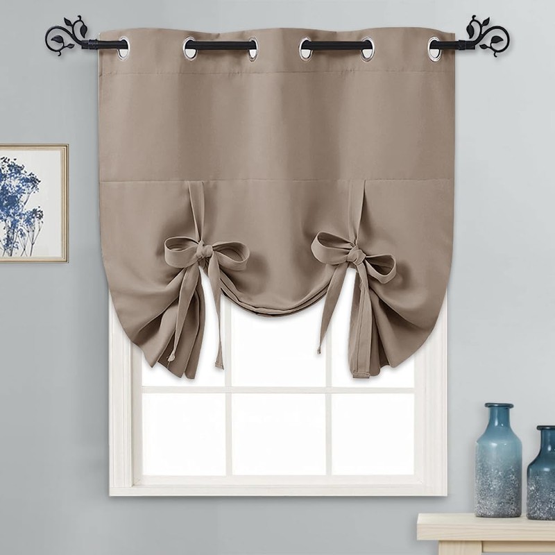 PONY DANCE Bathroom Curtains Window - Tie Up Shade Thermal
