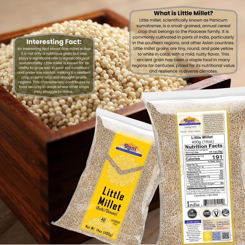 Rani Little Millet (Panicum Sumatrense) Whole Ancient Grain Seeds 14oz