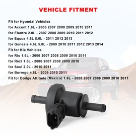 911-808 2891026900 EVAP Vapor Canister Purge Valve Solenoid for Hyundai & Kia - Accent/Rio 2006-2011, Elantra 2007-2012, Equus 2011-2013, Genesis 2009-2014, Soul 2010-2011, Borrego 2009-2011