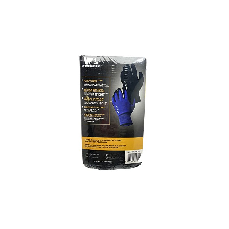 Wells Lamont Men's Antimicrobial Work Gloves Foam Latex Coating Knit