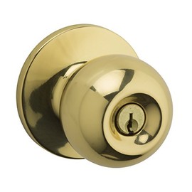 Weiser Regina Brass Front Door Knob with Lock and Key, Exterior/Interior Door Handles with Lock, Keyed Entry Door Knobs for Front Door, Bedroom, Bathroom & Office, Traditional Home Décor