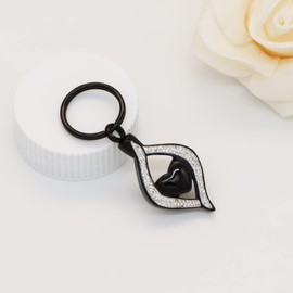 Vjajaly Cremation Jewelry for Ashes Holder Crystal Teardrop Heart Stainless Steel Keepsake Urn Pendant Memorial Keychain for Women Men (Black)