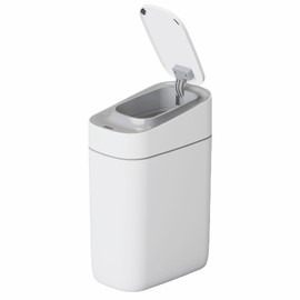 WILVE Automatic Bathroom Trash Can with Lid, 9L/2.4 Gallons, Motion Sensor + Automatic Adsorption, Smart Garbage Can with LED Lndicator, Small Waste Bin for Bathrooms, Offices, Dorms, White