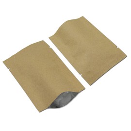 PABCK 100 Pieces 2.4x3.5 inch (Inside Size 2x3.1 inch) Inner Mylar Foil Open Top Sealable 5.5mil Kraft Paper Bags Aluminum Foil Vacuum Heat Seal Pouches for Food Storage Bag with Tear Notches