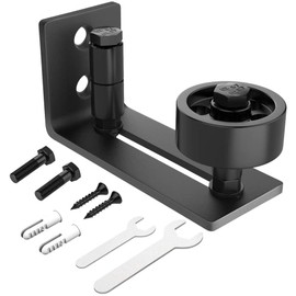 ZEKOO Sliding Barn Door Floor Guide, 8 Setup Options, Adjustable Stay Roller Guide, Black Wall Mounted Barn Door Hardware for Flush Bottom