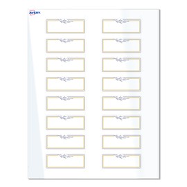 Avery Printable Rectangle Labels, Sure Feed Technology, Gold & Navy Border, Florals Design, 1" x 2-5/8", Glossy White, Permanent Adhesive, Laser/Inkjet, 160 Total, Great for Addressing