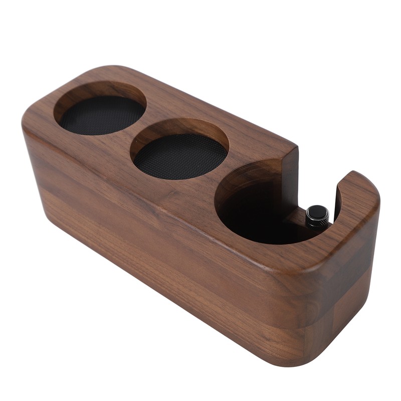 Coffee Tamper Holder 3 Holes Walnut Wood Prevent Slip Stable