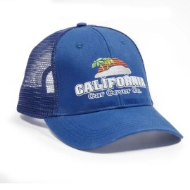 California Car Cover Bright Blue Trucker Hat w Logo Snap Back Mesh CCCHB19