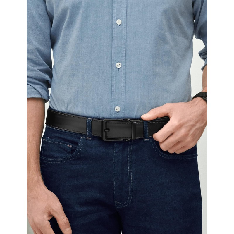JUKMO 1.5" (38mm) Leather Ratchet Belt for Men in Gift