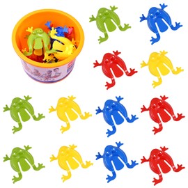 TOYANDONA Jumping Toy Frogs Finger Pressing Funny Bouncing Frog Toys Joyful Toys Kids Party Favors for Kids Party Favors Toddler Prizes 12pcs (With a Storage Bucket)
