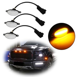 KENRTIR for 2010-2014 Ford F150 SVT Raptor Pick Up & 2017-2019 Ford Raptor Pick Up Front Grille Daytime Driving Running Light Clear Lens Amber LED Raptor Lights F-150 Bumper DRL Lamps