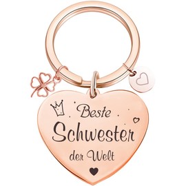 Tecreo Sister Gifts, Sister Keyring, Best Sister in the World, Sister Gifts for Birthday, Graduation Gifts for Sister, Rose-Gold
