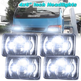 Unbranded 4pcs 4x6" LED Headlights High/Low Beam For Isuzu NPR Low Tilt 1991-2004 2005