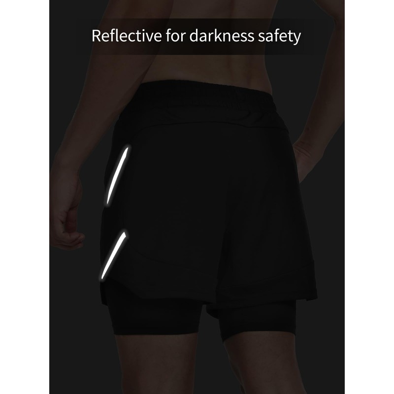 ARSUXEO Men's 2 in 1 Active Running Shorts with 2