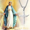 Oidea Virgin Mary Necklace for Women: Silver Tone Rhinestones Angel