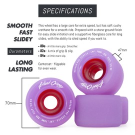 Blood Orange Morgan 70mm Longboard Wheel for Sliding, Surfskate, Cruising, Electric Skateboard, Freeride, LDP. (82a - Lavender)