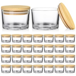 SUPMIND 30 Pack 4oz Clear Candle Jars, Small Wide Mouth Glass Empty Jars with Bamboo Lids for Making Candle, Bulk Container