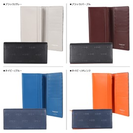 Mackintosh Philosophy MAP3150122 Men's Long Wallet, Genuine Leather, Made in Japan, Buckingham Bear Monogram, Cowhide Leather, Embossed Bear, [34] Navy/Orange