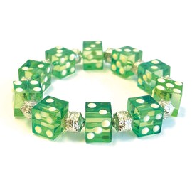 Dice Casino Bracelet for Women, Bunco Bracelet, Birthday Gift, Plastic Beaded Jewelry, Green, 1 pc
