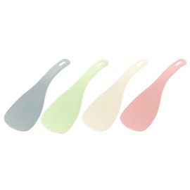 sourcing map 4pcs Plastic Rice Paddle Non-Stick Rice Spoon Stand-up Rice Spatula Kitchen Utensils for Home Restaurant Hotel, Beige/Green/Blue/Pink