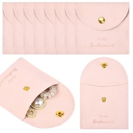 CEELGON Jewelry Bags Bridesmaid Gifts Set of 8 Velvet Small Jewelry Pouch with Button Bracelet Earring Necklace Packaging Bridesmaid Proposal Gift Bags Bridal Party Favors Gifts (Light Pink)