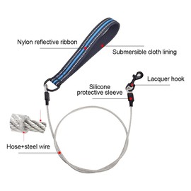 DONGKER Chew Proof Dog Lead, 1 m Dog Chain Lead, Bite Resistant, Chew-Resistant Stainless Steel Rope Lead with Padded Handle for Large and Small Dogs Training