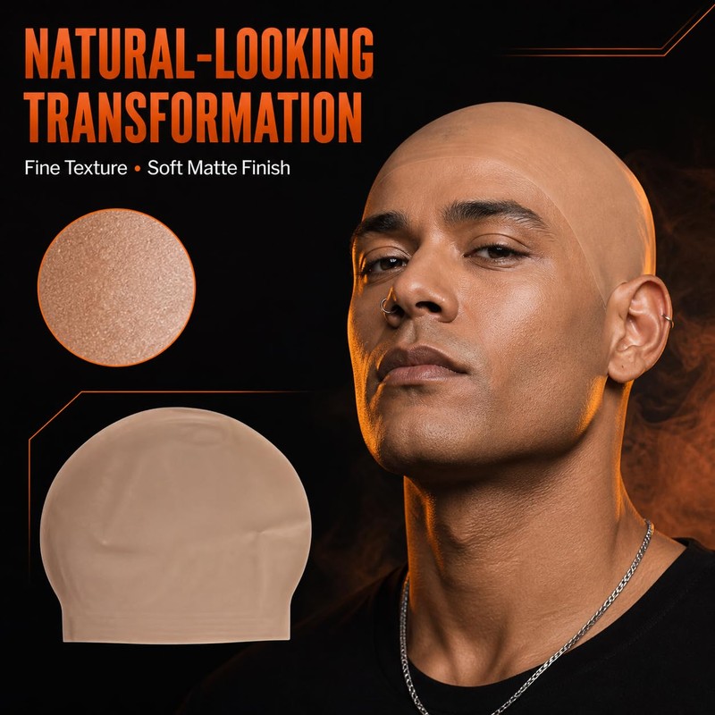 Latex Bald Cap for Adults, Realistic Nude Bald Head for