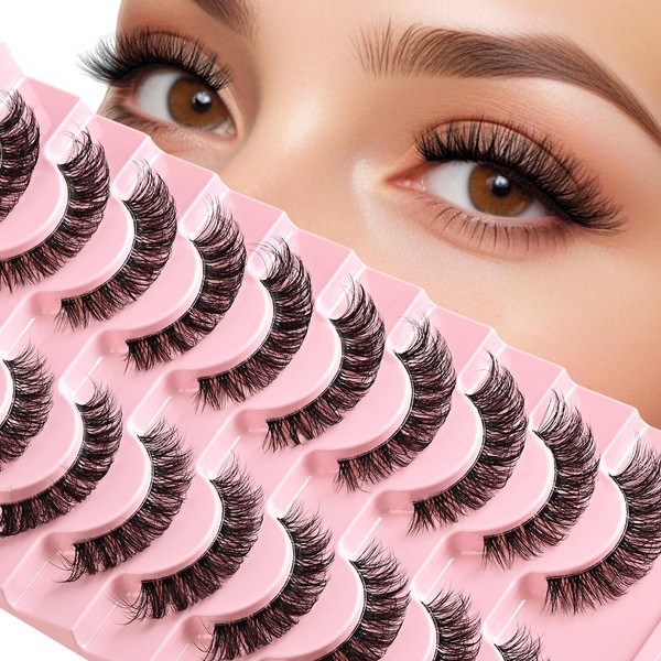 APCYUST Lashes False Wispy Eyelashes Natural Cat Eye Lash Strips