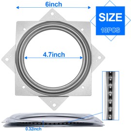 LOSYHU 10 Pack Square Rotating Plate 500 lbs Capacity 6 Inch Lazy Susan Turntable Hardware Square Plate Bearings Swivel Plates for Serving Trays, 360° Chair, Cabinet, Craft Project