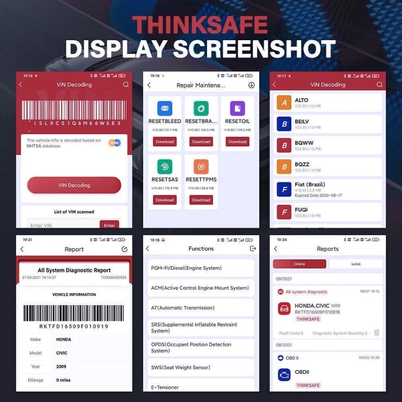 Thinkcar OBD2 Full System Car Bluetooth Scanner App Control Fault