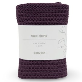 Ecovask Face Cloth 2pk Organic Cotton, Grape