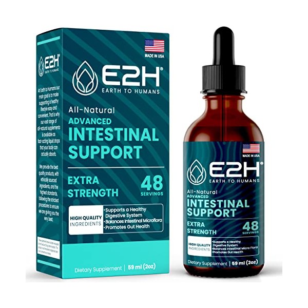 E2H Advanced Intestinal Support - Natural Intestinal Cleanse and Digestive Cleanse Supplement - Wormwood and Black Walnut Extract - Non-GMO, Vegan - 2 Fl Oz