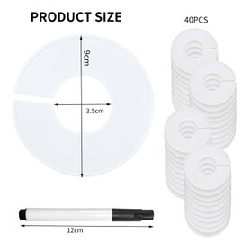 Pack of 40 Clothes Hangers, Size Dividers, Size Finder for Baby Clothes, Clothes Rack, Round Divider for Clothing Size Differentiation, Clothing Store (White)
