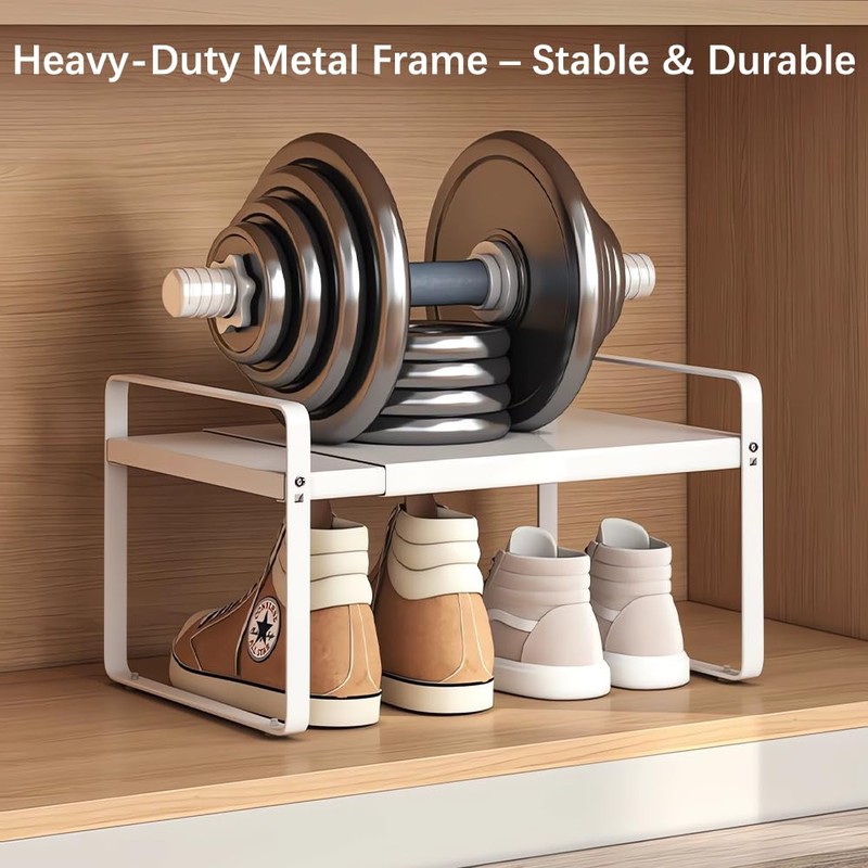 Yagizaai Expandable 1-Tier Metal Shoe Rack (H:10"), Adjustable Width 14.9"-23.6",