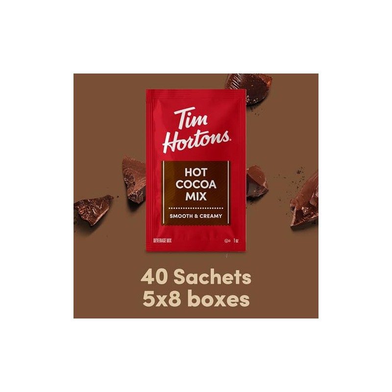 Tim Hortons Hot Cocoa Mix Packets, Smooth & Creamy, 40