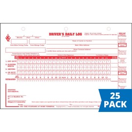 Deluxe Duplicate Driver Daily Log 25-pk. with Detailed DVIR & Daily Recap - Shrinkwrapped Loose-Leaf Format, 2-Ply with Carbon, 8.5" x 5.5", 31 Sets of Forms Per Unit - J. J. Keller & Associates