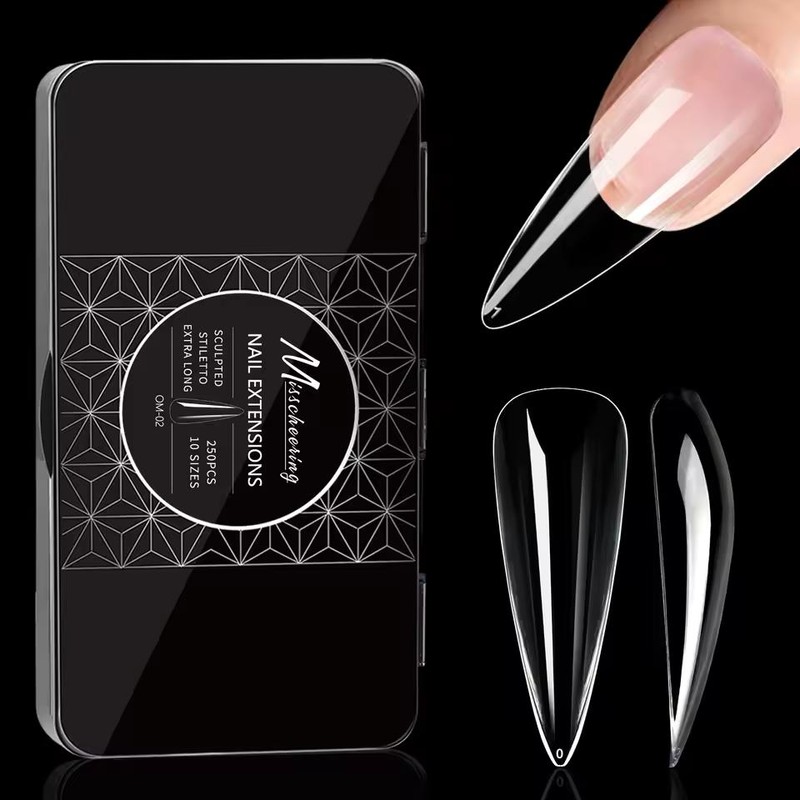 50pcs/box Transparent Seamless Fake Nail Soft Full Cover Trapezoidal Oval