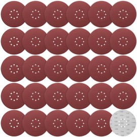 STEBRUAM 225 mm Sanding Discs 240 Grit, 30 Pieces Orbital Sander Discs 9 inch 225 mm large Hook and Loop Sanding Discs 8 Holes Round Sandpaper Sheet for Grinding Giraffe, Drywall Sander Sanding Pads