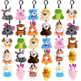 Jnnzzggu 30 PCS Mini Plush Toys,Cute Stuffed Animals Plush Keychain Set,Animals Toys for Kids,Easter Basket Stuffers,Party Favors,Classroom Gift