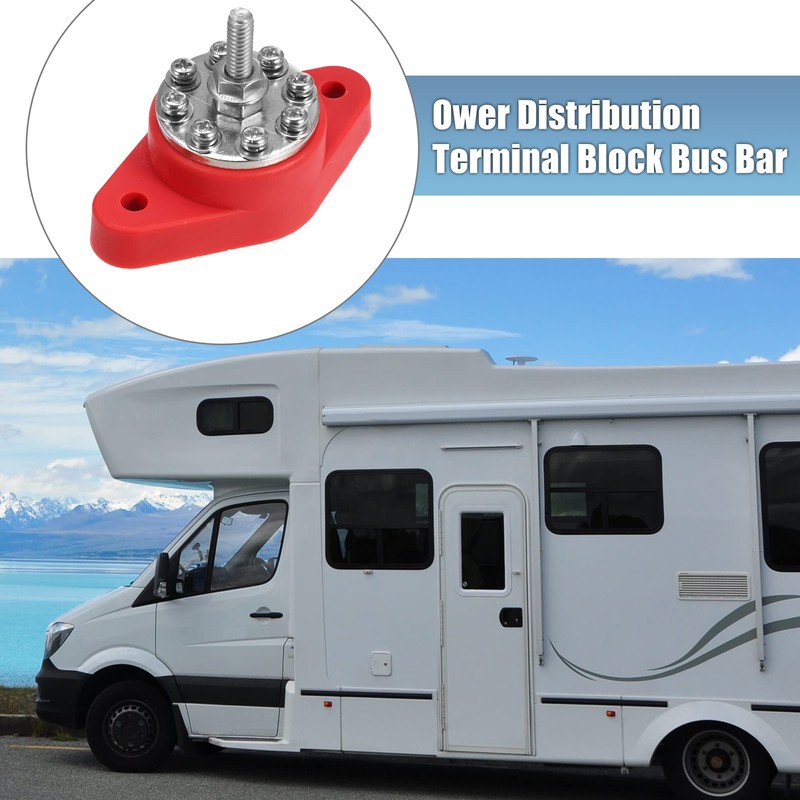 X AUTOHAUX 1/4" Power Distribution Block 8 Point Bus Bar