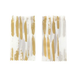 QQ Studio Pack of 100 Nougat Heat Seal Packaging Wrappers for Favor Treat, Candies, Cholocates (3.5" x 4.7" (100 Bags), White w. Gold Stripes)