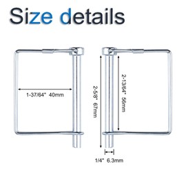 INCREWAY Wire Lock Pin, 8PCS 1/4" Carbon Steel Shaft Locking Pin Square Loop Wire Lock Pin for Track Farm Lawn(6.3×67MM)
