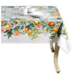 Maison d'Hermine Tablecloth, 100% Cotton, 160 cm x 220 cm, Decorative Tablecloth, Washable, Square Tablecloths for Mother's Day Gifts, Dining, Banquets, Buffets, Agrume - Spring/Summer