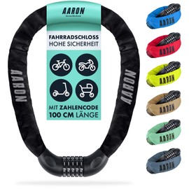 AARON Lock One Bicycle Lock with 5 Digit Combination Code, Steel Chain Lock and High Security Level, Lock for E-Bike, Mountain Bike, Trekking Bike, Touring Bike, Road Bike in Black