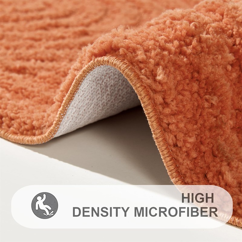 Lansatte Boho Rustic Bath Mat Orange Non-Slip 16’’W x 24’’L