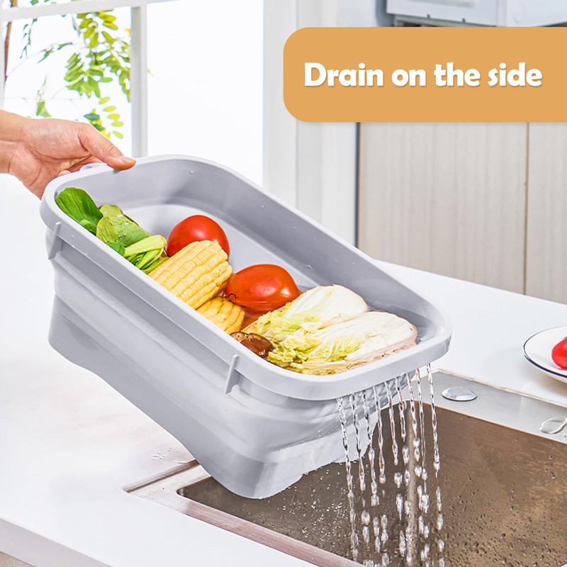 Collapsible Dish Pans, 2Gal (7.5L) Capacity, Plastic Dish Tub Dishpan