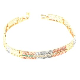 neXxtten Three Tone Copper Metal Gold Plated Latch Bracelet With Cubic Zirconia GB1012...