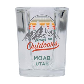 Moab Utah Explore the Outdoors Souvenir 2 Ounce Square Base Liquor Shot Glass