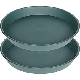 Bleuhome 2 Pack of Bird Bath Bowl 19", 2.3" Depth, 18 19 inch Plant Tray Saucer, Plastic Birdbath Bowls Only, Birdbath Dish for The Garden, Large Plant Saucer (19", Green)