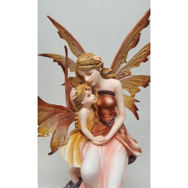 PTC 8.75 Inch Mother and Baby Orange Winged Fairy Statue Figurine